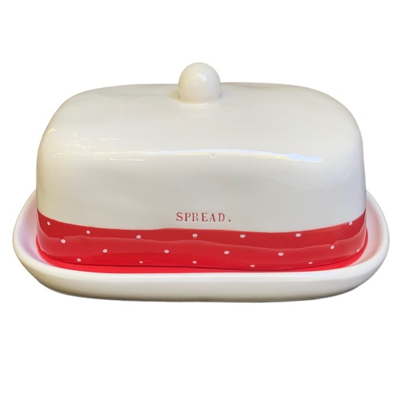 Rae Dunn Other - Rae Dunn SPREAD Butter Dish Red White Polka Dot Christmas Dimples NWT 2017 OG